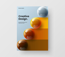 Colorful handbill A4 design vector concept. Creative 3D balls cover template.