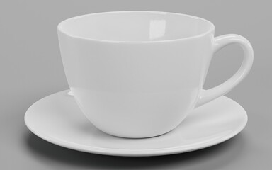 Realistic 3D Render of Porcelain Cup