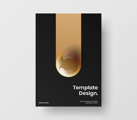 Abstract realistic spheres journal cover concept. Amazing leaflet design vector template.