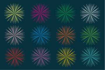 fireworks - vectors - obrazy, fototapety, plakaty
