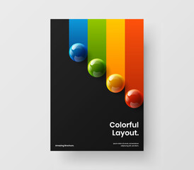 Geometric 3D balls handbill concept. Isolated magazine cover vector design layout.