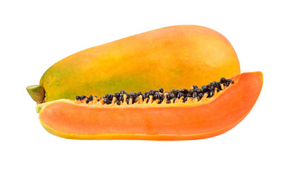 Papaya and slice isolated on transpaeent png