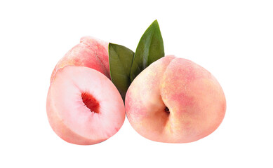 Japanese fruits fresh peaches isolated on transpaeent png