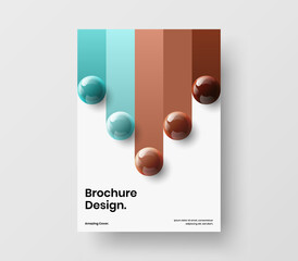 Premium realistic spheres corporate brochure concept. Vivid pamphlet A4 vector design illustration.