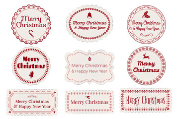 Stickers or labels with Christmas greetings - Vector