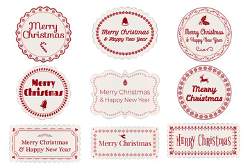 Obraz premium Stickers or labels with Christmas greetings - Vector