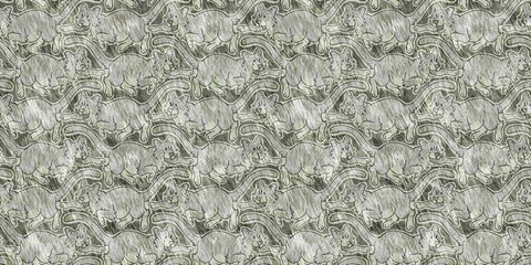 Cute safari wild tiger animal border for babies room decor. Seamless big cat furry green textured gender neutral print design