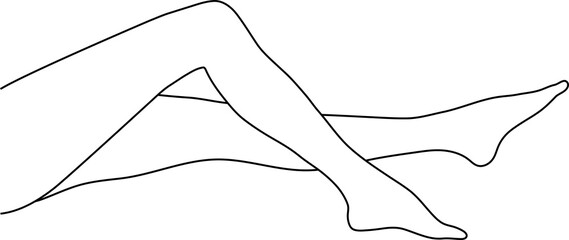 Long pretty woman legs line art