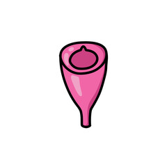 menstrual cup doodle icon, vector color line illustration
