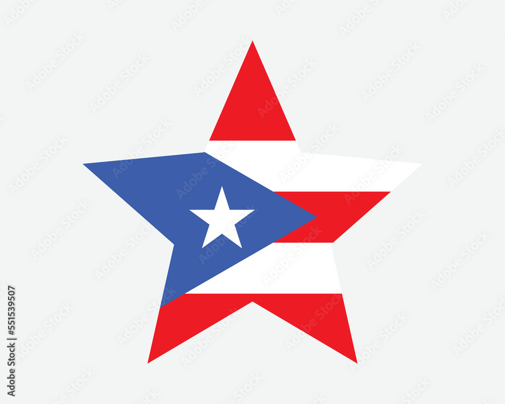 Wall mural puerto rico star flag. pr star shape flag. puerto rican banner icon symbol vector flat artwork graph