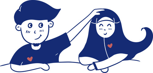 Fototapeta premium cute handdrawn moslem couple illustration