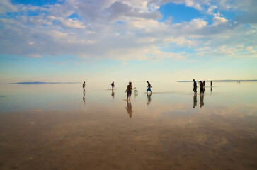 Fototapeta premium Beautiful Salt Lake Tuz Golu in Turkey. Water mirror. Water reflection