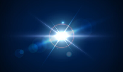 Colorful flare, highlight effect fire blast. Vector bright lens in universe, camera twinkle. Lighting effects of flash. Vector illustration in 3D design. Splash burst, cosmic astral star