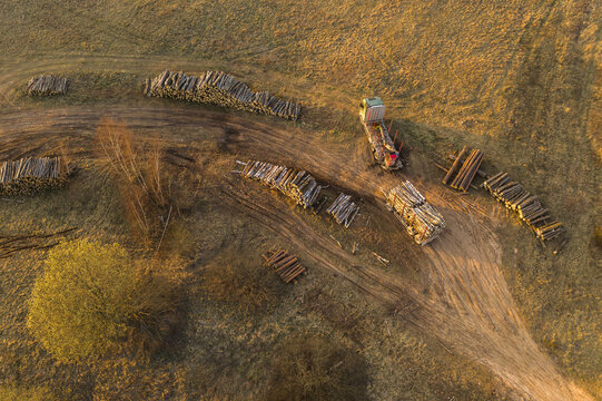 Drone view of small forestry operation