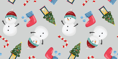 Seamless winter pattern with Christmas elements. Vector pattern. 