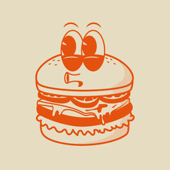 Burger Character, Retro Mascot Character