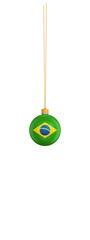 Brazilian flag Christmas Ball 3D Isolated