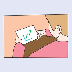illustration of a man looking at rising stock market profits