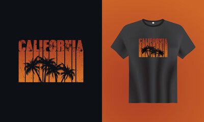  t-shirt design. T shirt print design with palm tree. T-shirt design with typography and tropical palm tree for tee print, apparel and clothing