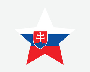 Slovakia Star Flag. Slovak Star Shape Flag. Slovak Republic Country National Banner Icon Symbol Vector Flat Artwork Graphic Illustration