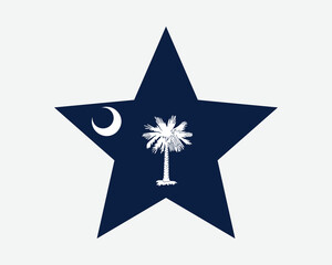 South Carolina Star Flag. SC USA Five Point Star Shape State Flag. South Carolinian US Banner Icon Symbol Vector Flat Artwork Graphic Illustration