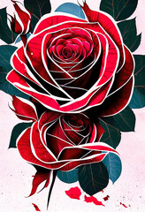 Red rose illustration, floral background