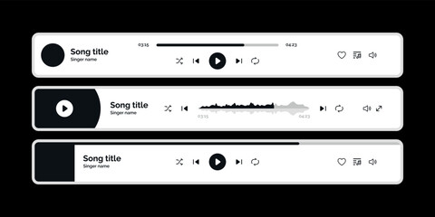 Music media player collection template icon multimedia song application interface illustration vector - obrazy, fototapety, plakaty