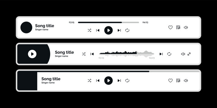 Music media player collection template icon multimedia song application interface illustration vector