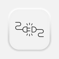 Electric socket with a plug. Connection and disconnection concept. Concept of 404 error connection symbol in neumorphism style. Vector EPS 10