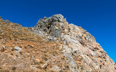 Panoramic view of Mount Attavyros. Is the highest mountain on the island of Rhodes in the Dodecanese in Greece. To the south of Embonas village.