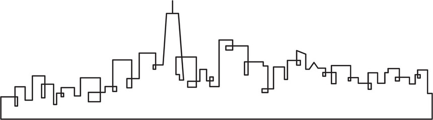 modern cityscape skyline outline drawing. 