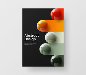 Minimalistic banner A4 vector design template. Trendy 3D spheres magazine cover layout.