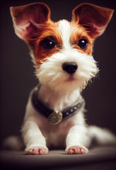 Cute dog portrait, studio background