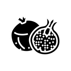 whole cut pomegranate glyph icon vector. whole cut pomegranate sign. isolated symbol illustration