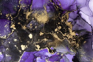 Marble ink abstract art from exquisite original painting for abstract background . Painting was painted on high quality paper texture to create smooth marble background pattern of ombre alcohol ink . © InfiniteFlow