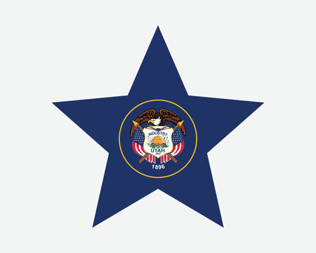 Utah Star Flag. UT USA Five Point Star Shape State Flag. Utahn Utahan US Banner Icon Symbol Vector Flat Artwork Graphic Illustration