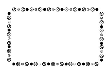 Rectangle border made of bicycle chain and tools and chain rings. Square, rectangle frame. Vector illustration