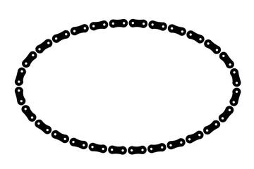 Fototapeta premium Ellipse border made of bicycle chain and tools and chain rings. Oval frame. Vector illustration