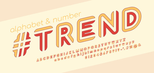 Striped vintage retro italic alphabet in 70s style. Typography сolourful vector alphabet and font with rounded edges. Vector illustration