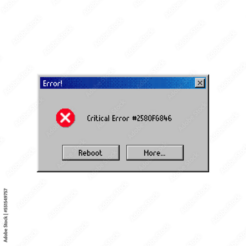 Aufkleber Critical error message window, PC popup warning on computer system failure, vector notification. Critical error popup window with reboot button for computer run or installation failure