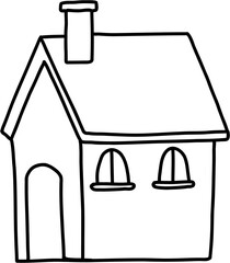 doodle freehand drawing of a small cottage.