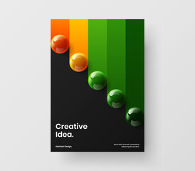 Fresh 3D balls poster template. Simple pamphlet vector design layout.