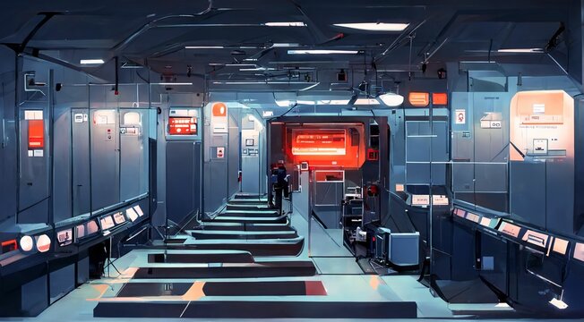 Scientific laboratory on space station. Technology background and science concept.