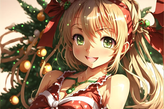 Anime Girl Dressed As Santa, Christmas Waifu