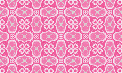 Geometric pattern with heart shapes designed for fabric or paper printing. Love heart pattern. Gift wrapping design.