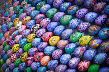 Many colorful Easter eggs