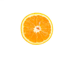 fresh orange sllice isolated on white, top view