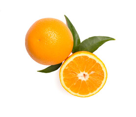 Fototapeta na wymiar Fresh oranges isolated on white, top view