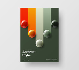 Trendy catalog cover design vector template. Minimalistic realistic balls placard illustration.