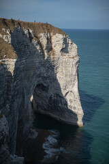 Cliffs of Etretat taken from the top of the cliffs in Normandy, France